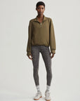 Dark Olive Sian Cropped Half-Zip Midlayer