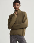Dark Olive Sian Cropped Half-Zip Midlayer
