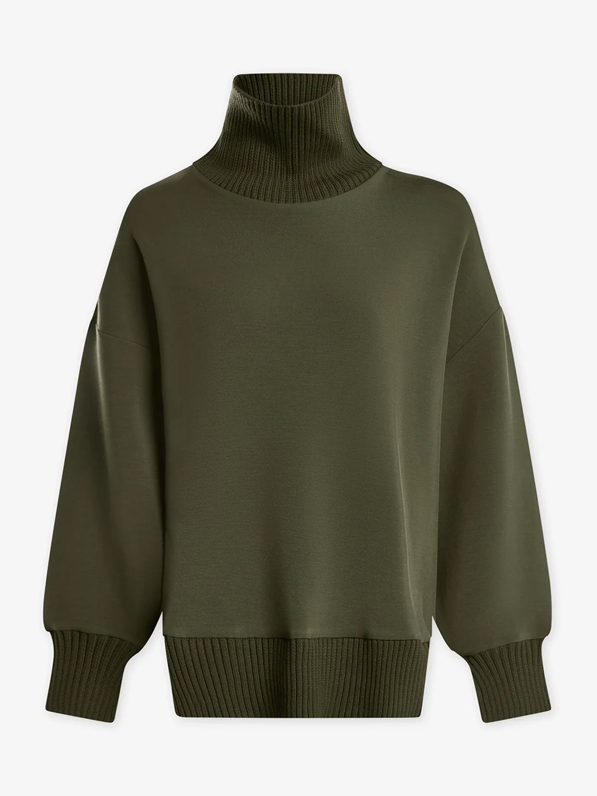 Olive Marl Barker High Neck Sweatshirt