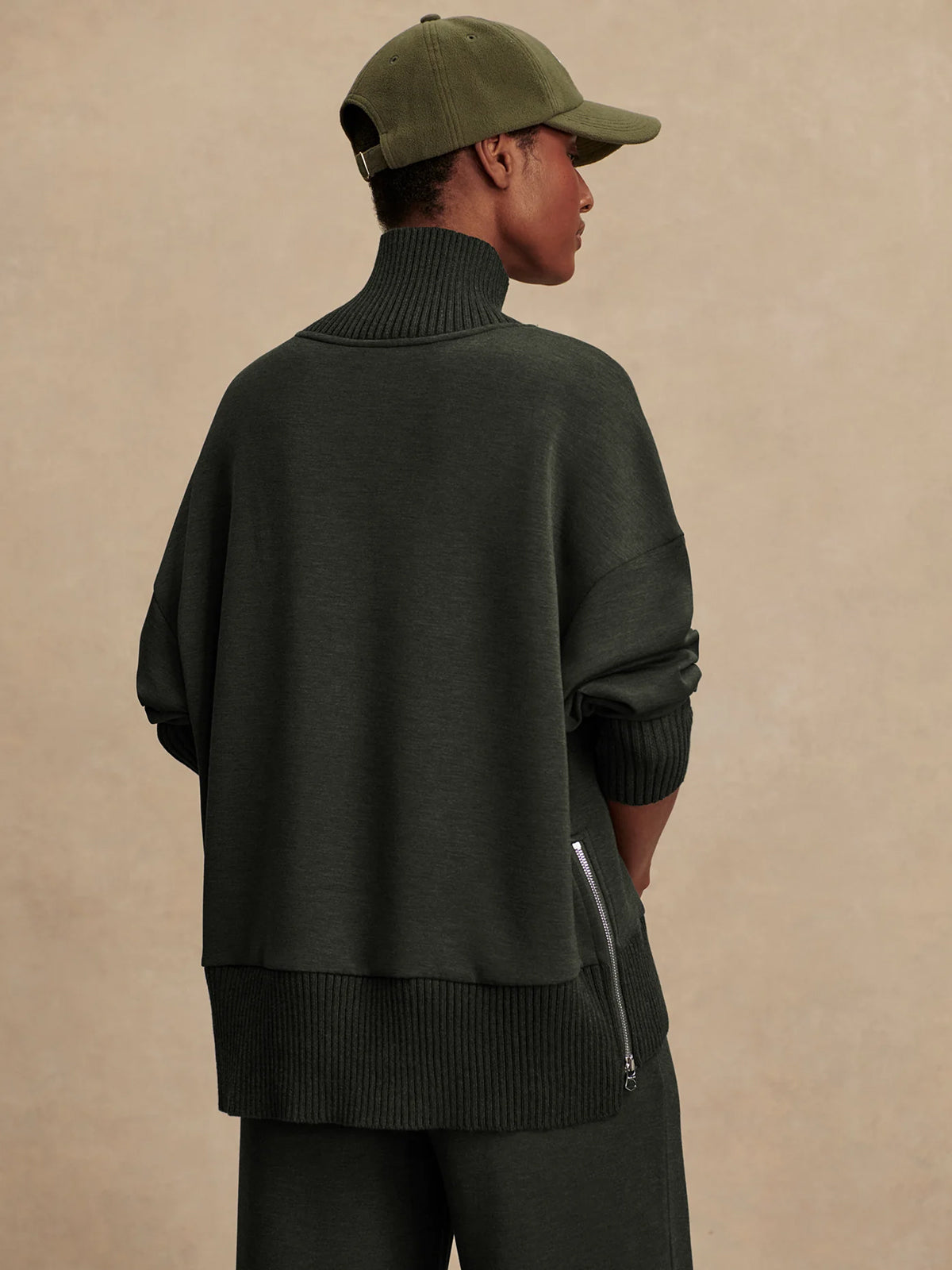 Olive Marl Barker High Neck Sweatshirt