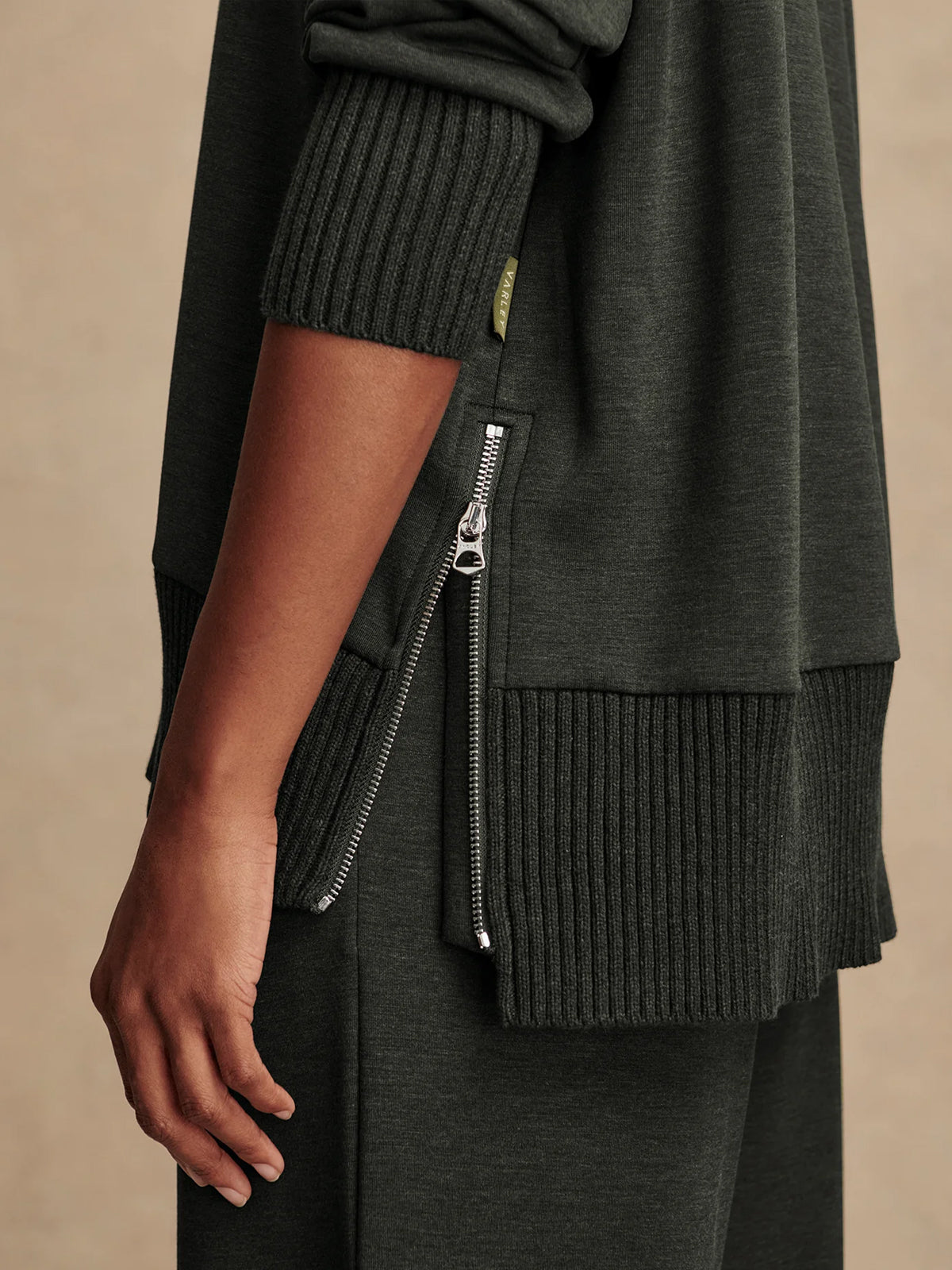 Olive Marl Barker High Neck Sweatshirt