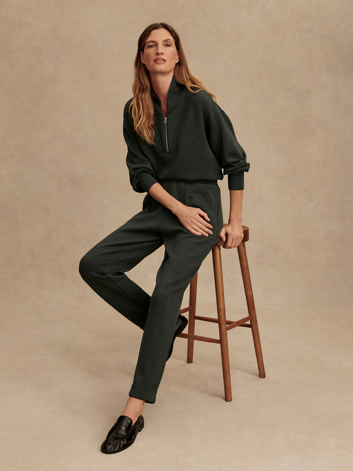 Olive Marl The Rolled Cuff Pant 25"