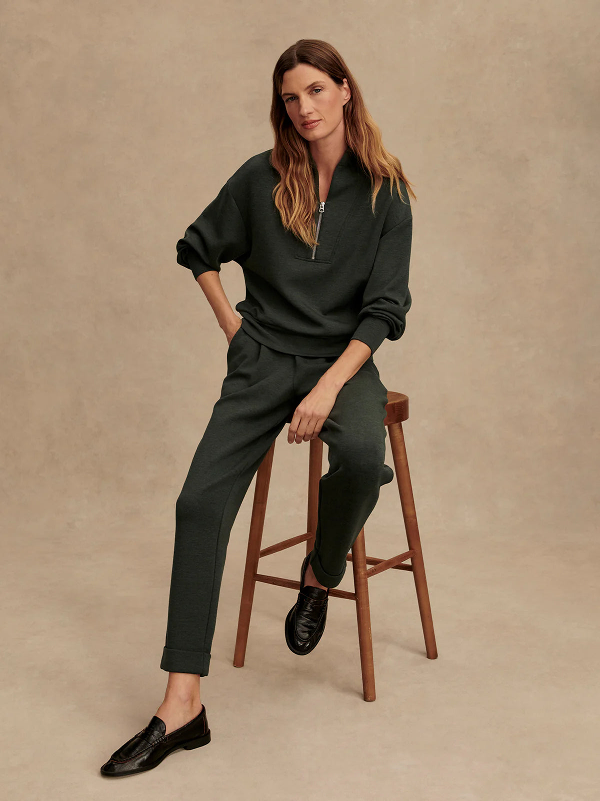 Olive Marl The Rolled Cuff Pant 25"