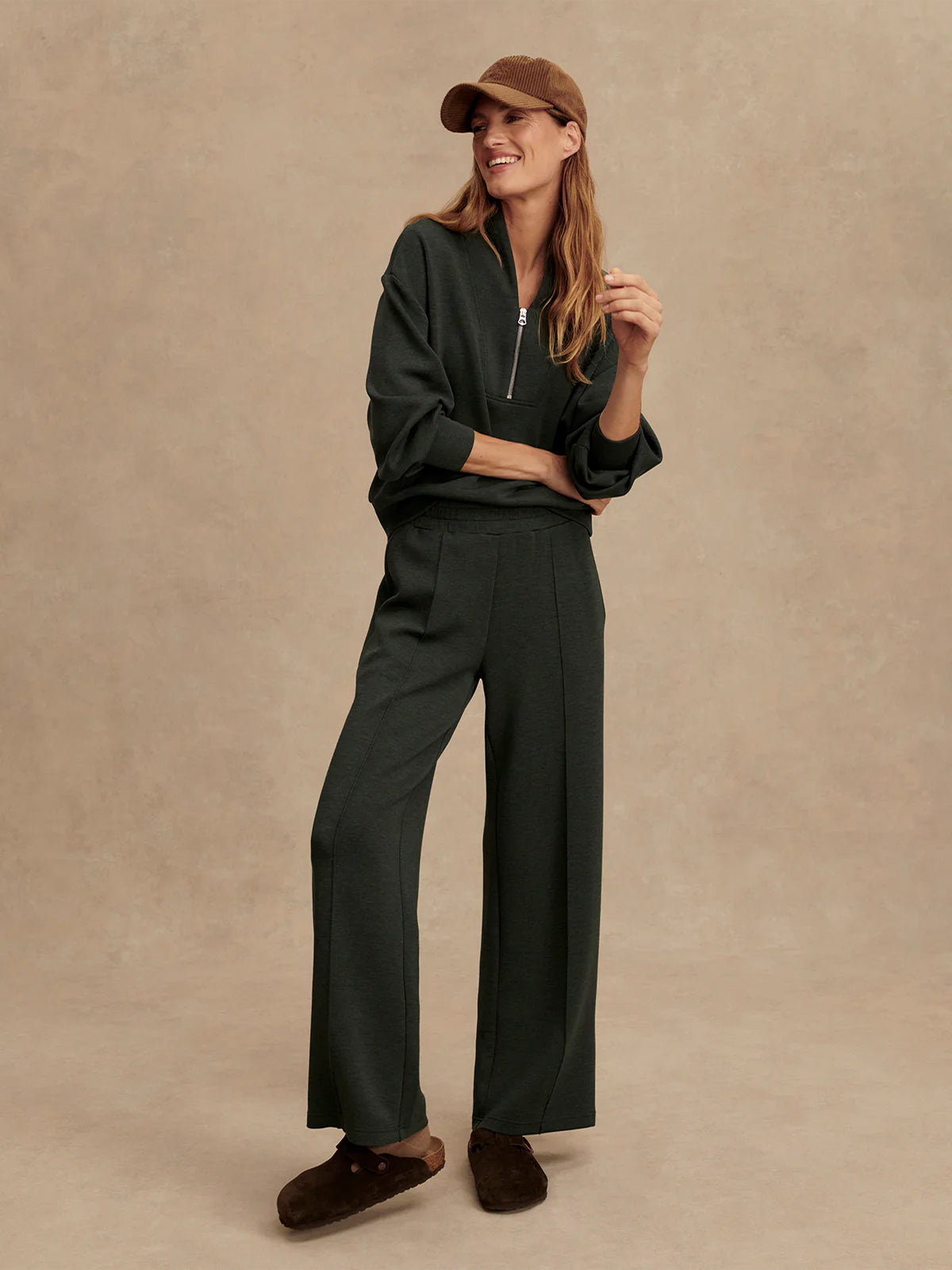 Olive Marl The Wide Leg Pant 30"