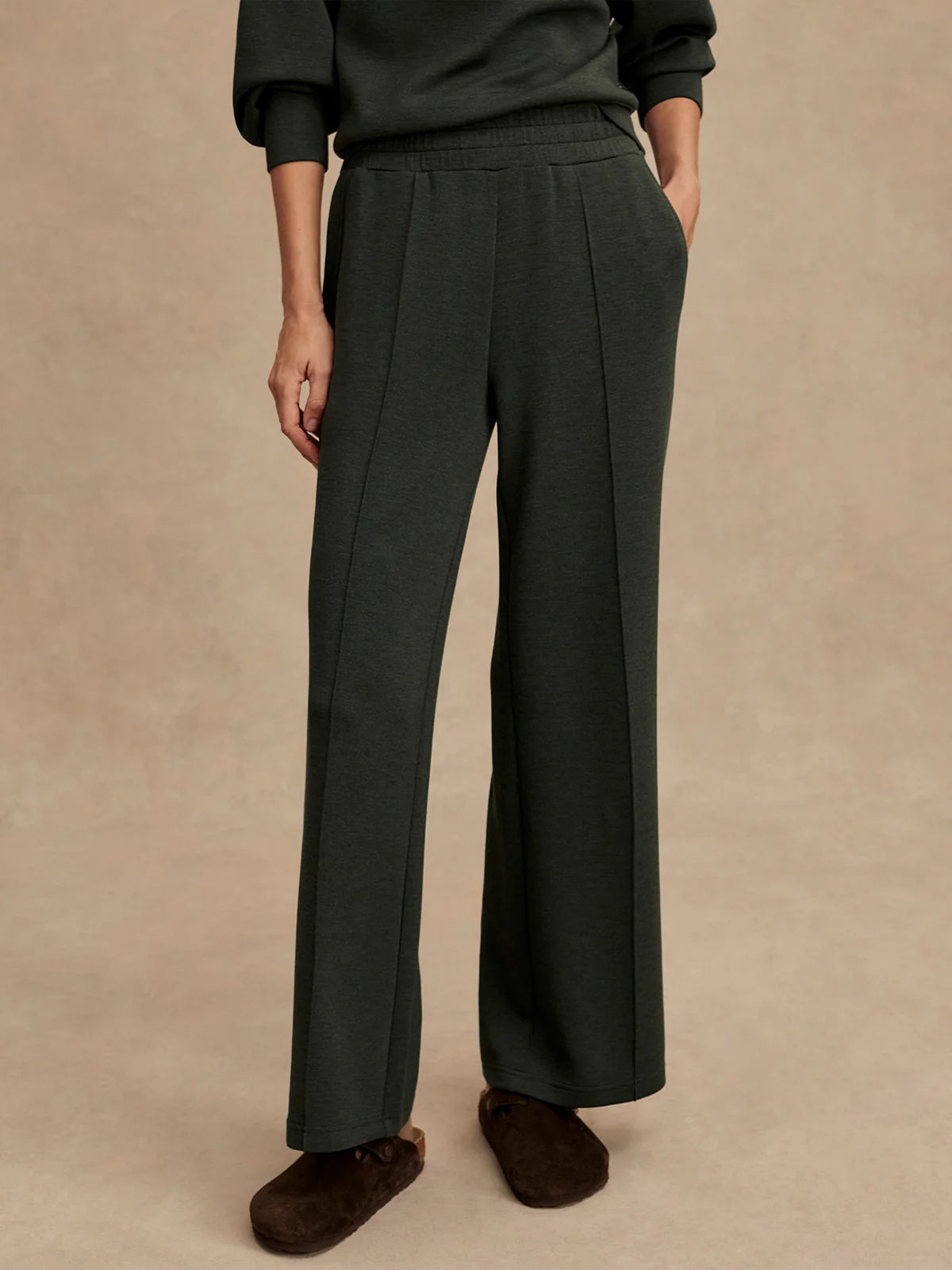 Olive Marl The Wide Leg Pant 30"