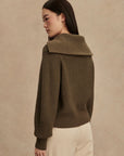 Olive Night Maura Half Zip Rib Knit