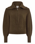 Olive Night Maura Half Zip Rib Knit