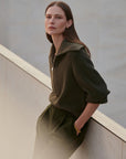 Olive Night Maura Half Zip Rib Knit