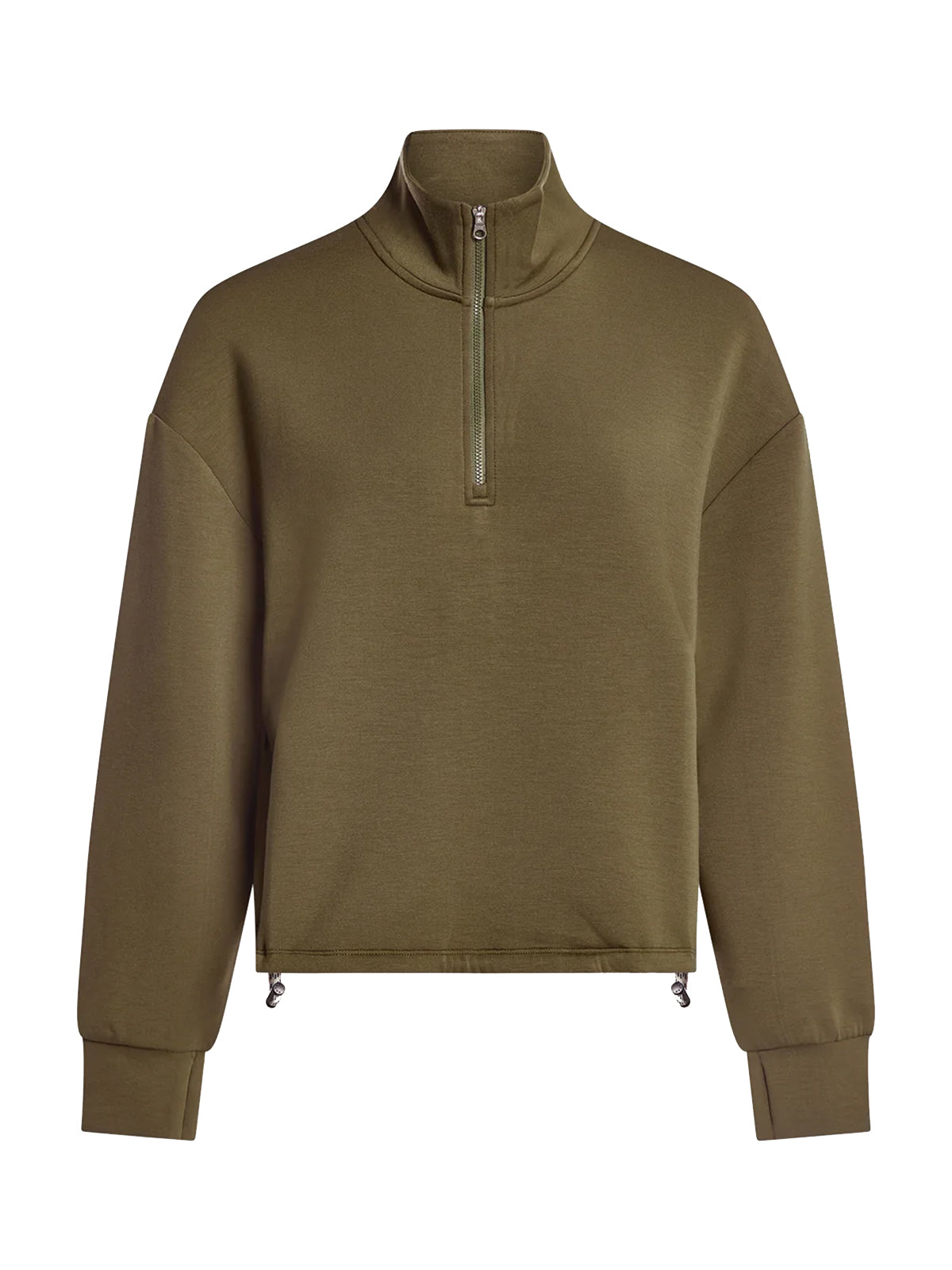 Dark Olive Sian Cropped Half-Zip Midlayer
