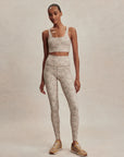 Ivory Abstract Feather FreeSoft Cori Sports Bra