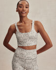 Ivory Abstract Feather FreeSoft Cori Sports Bra