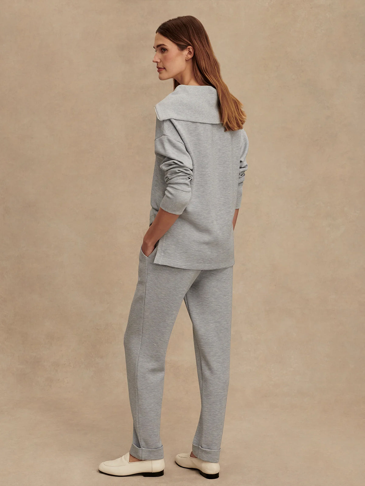 Mid Blue Marl The Rolled Cuff Pant 28.5"