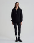 Black Theresa Half-Zip Fleece Sweatshirt
