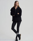 Black Theresa Half-Zip Fleece Sweatshirt