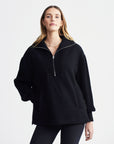 Black Theresa Half-Zip Fleece Sweatshirt