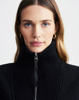 Black Theresa Half-Zip Fleece Sweatshirt