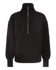 Black Theresa Half-Zip Fleece Sweatshirt