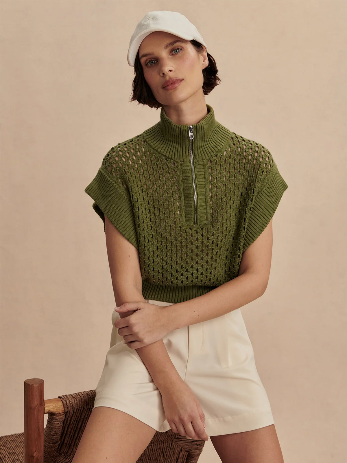 Fresh Fern Gaines Half-Zip Knitted Top