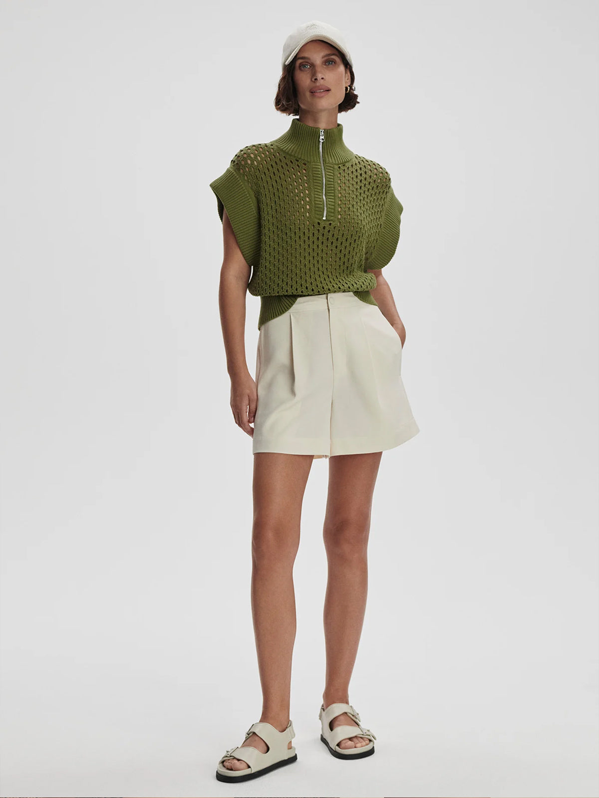 Fresh Fern Gaines Half-Zip Knitted Top