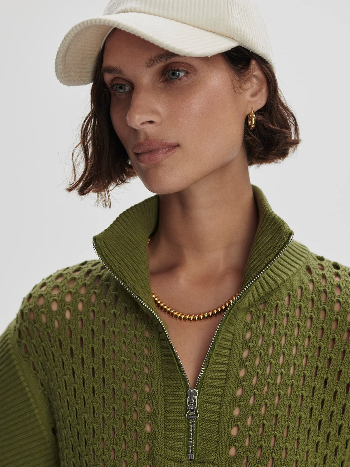 Fresh Fern Gaines Half-Zip Knitted Top