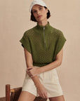 Fresh Fern Gaines Half-Zip Knitted Top