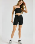 Ribbed V Waist Biker Shorts