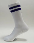 Navy Double Stripe Pilates Grip Socks