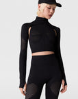 Black Seamless TrueStrength Detachable Long Sleeve Yoga Tank Top
