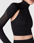 Black Seamless TrueStrength Detachable Long Sleeve Yoga Tank Top