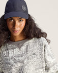 Almond Milk and Charcoal Crocodile Print Crewneck Sweatshirt