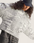 Almond Milk and Charcoal Crocodile Print Crewneck Sweatshirt