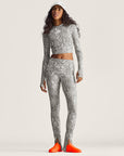 Almond Milk and Charcoal Snake Print TruePurpose Training Long Sleeve Cropped Top