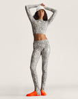 Almond Milk and Charcoal Snake Print TruePurpose Training Long Sleeve Cropped Top