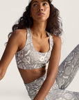 Almond Milk and Charcoal TruePurpose Power Impact Snake Print Training Bra