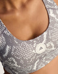 Almond Milk and Charcoal TruePurpose Power Impact Snake Print Training Bra