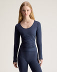 Navy Seamless Yoga TrueStrength Long Sleeved Top