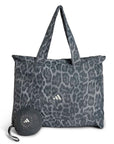 Carbon Grey and Black Leopard Print Packable Tote Bag