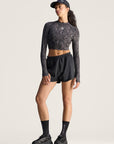 Charcoal and Black Snake Print TruePurpose Training Long-Sleeve Cropped Top