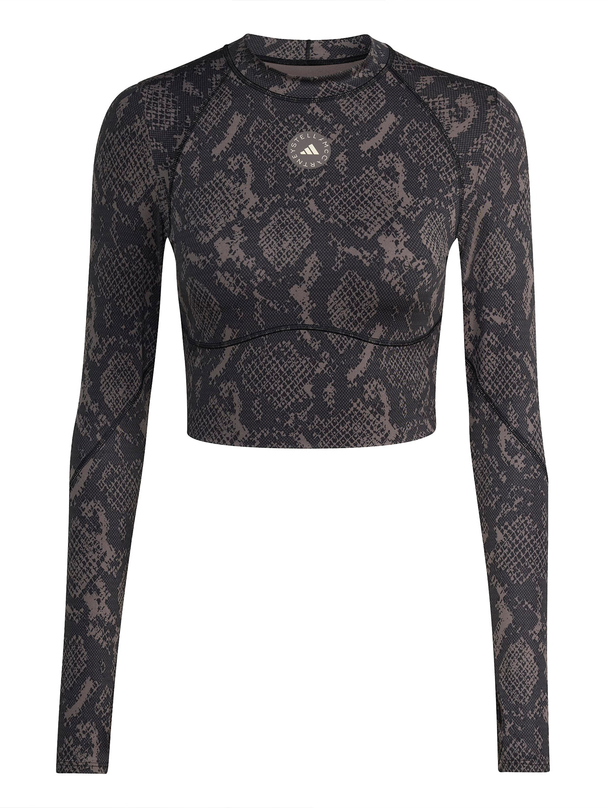 Charcoal and Black Snake Print TruePurpose Training Long-Sleeve Cropped Top