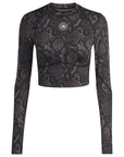 Charcoal and Black Snake Print TruePurpose Training Long-Sleeve Cropped Top
