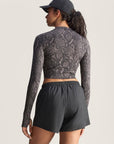 Charcoal and Black Snake Print TruePurpose Training Long-Sleeve Cropped Top