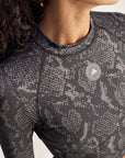Charcoal and Black Snake Print TruePurpose Training Long-Sleeve Cropped Top