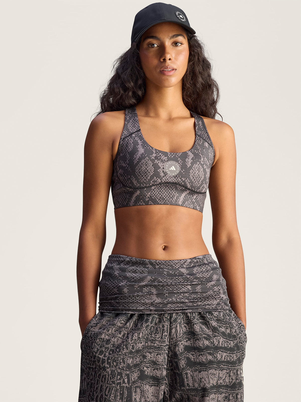 Charcoal and Black Snake Print Power Impact Training Bra