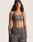 Charcoal and Black Snake Print Power Impact Training Bra