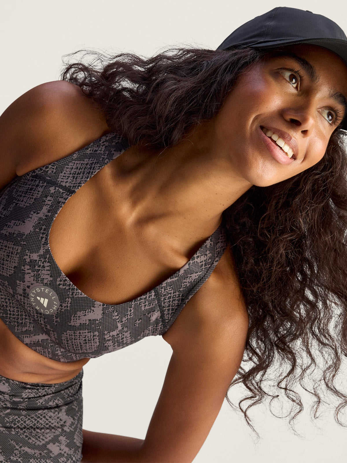 Charcoal and Black Snake Print Power Impact Training Bra