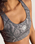 Charcoal and Black Snake Print Power Impact Training Bra