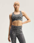 Dove Grey Carbon Leopard Print Prime Lift Medium Impact Training Bra