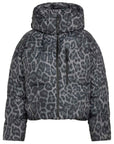 Dove Grey Carbon Leopard Short Padded Winter Jacket