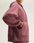 Quiet Crimson Zip-Front Hooded Sweatshirt