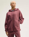 Quiet Crimson Zip-Front Hooded Sweatshirt